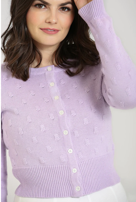 Mallow Long Sleeved Cardigan Mauve- Hell Bunny - Sour Cherry Designs - Plus Sized Pin Up - Plus Size Pin Up