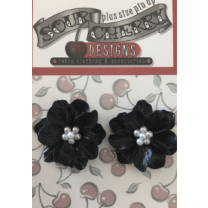 Earrings - Flower with Faux Pearl Centre - Plus Size Pin Up - Various Colours - Sour Cherry Designs - Plus Sized Pin Up