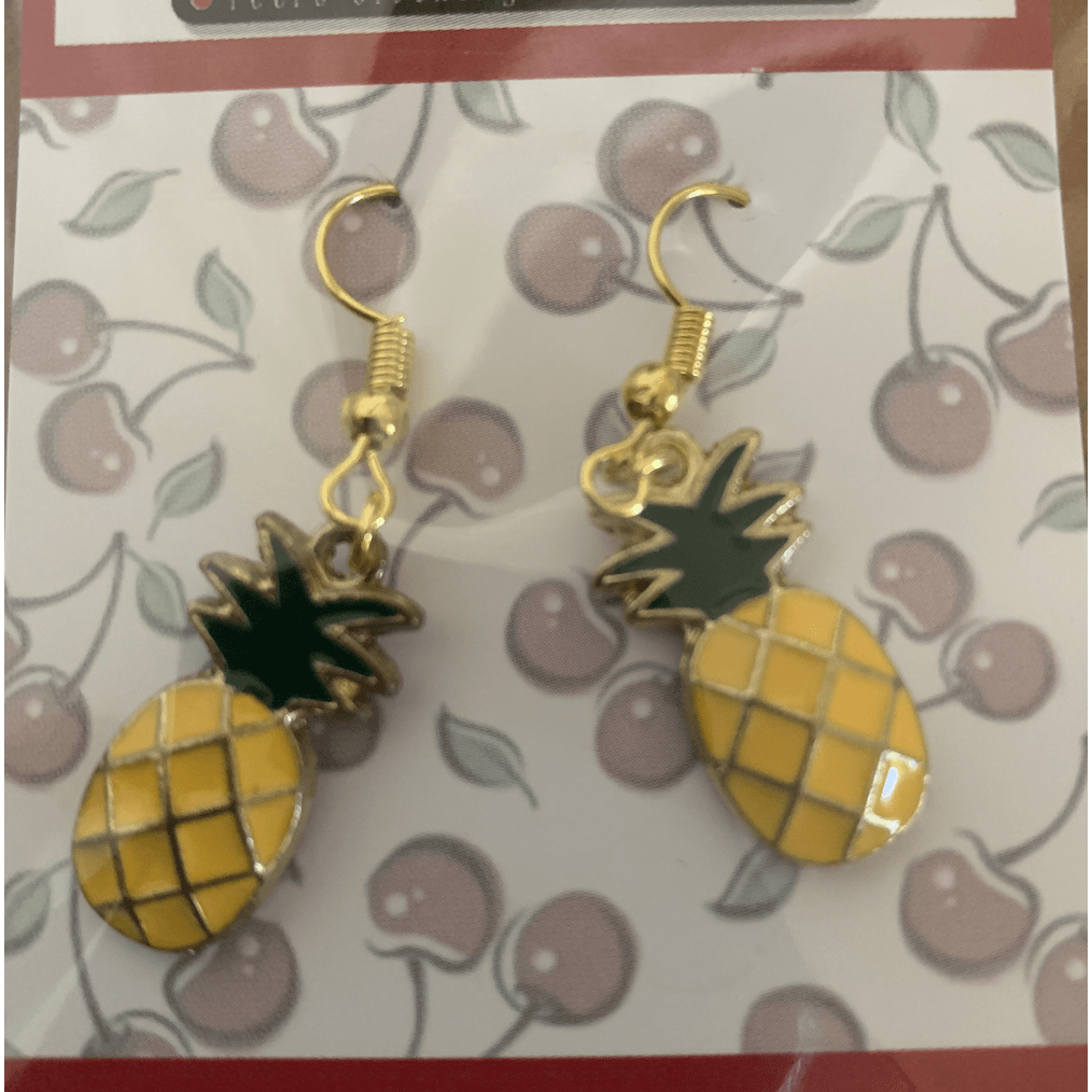 Earrings - Pineapple - Pierced - Plus Size Pin Up - Sour Cherry Designs - Plus Sized Pin Up