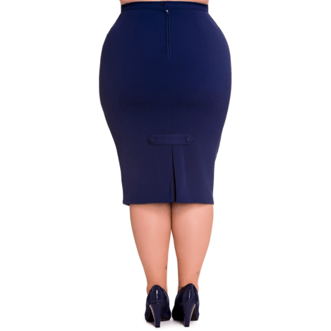 Joni Pencil Skirt - Hell Bunny - Blue - Sour Cherry Designs - Plus Sized Pin Up