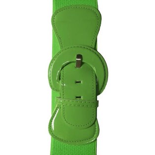 &quot;Patent&quot; Stretch Belt - Plus Size - Lime - Sour Cherry Designs - Plus Sized Pin Up