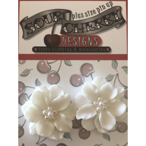 Earrings - Flower with Faux Pearl Centre - Plus Size Pin Up - Various Colours - Sour Cherry Designs - Plus Sized Pin Up