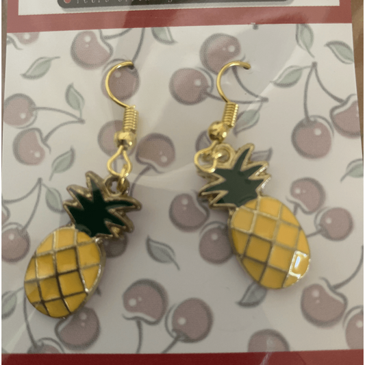 Earrings - Pineapple - Pierced - Plus Size Pin Up - Sour Cherry Designs - Plus Sized Pin Up