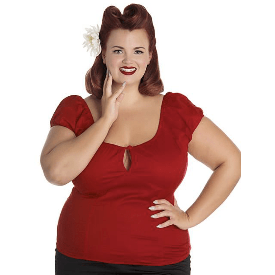 Melissa Top- Dark Red - Hell Bunny - Sour Cherry Designs - Plus Sized Pin Up