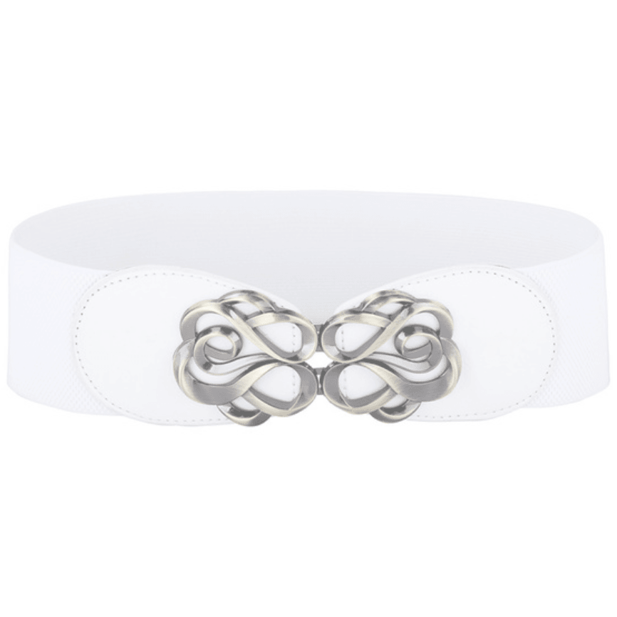 Stretch Elastic Belt - Plus Size Pin Up  - White - Sour Cherry Designs - Plus Sized Pin Up