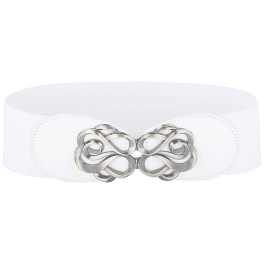 Stretch Elastic Belt - Plus Size Pin Up  - White - Sour Cherry Designs - Plus Sized Pin Up